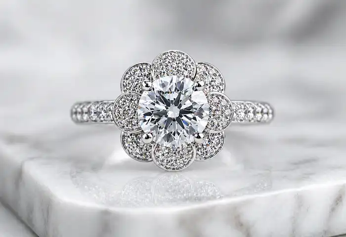 floral halo diamond engagement ring setting