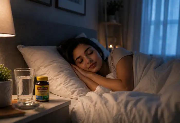 person sleeping peacefully at night magnesium benefits
