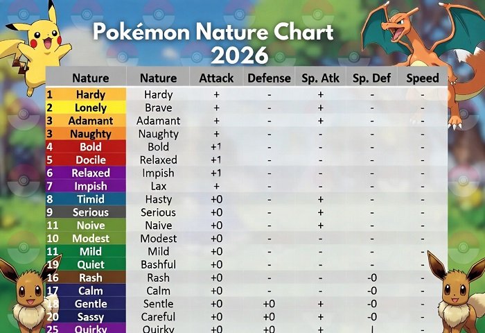 Pokemon Nature Chart Complete Guide To All 25 Natures