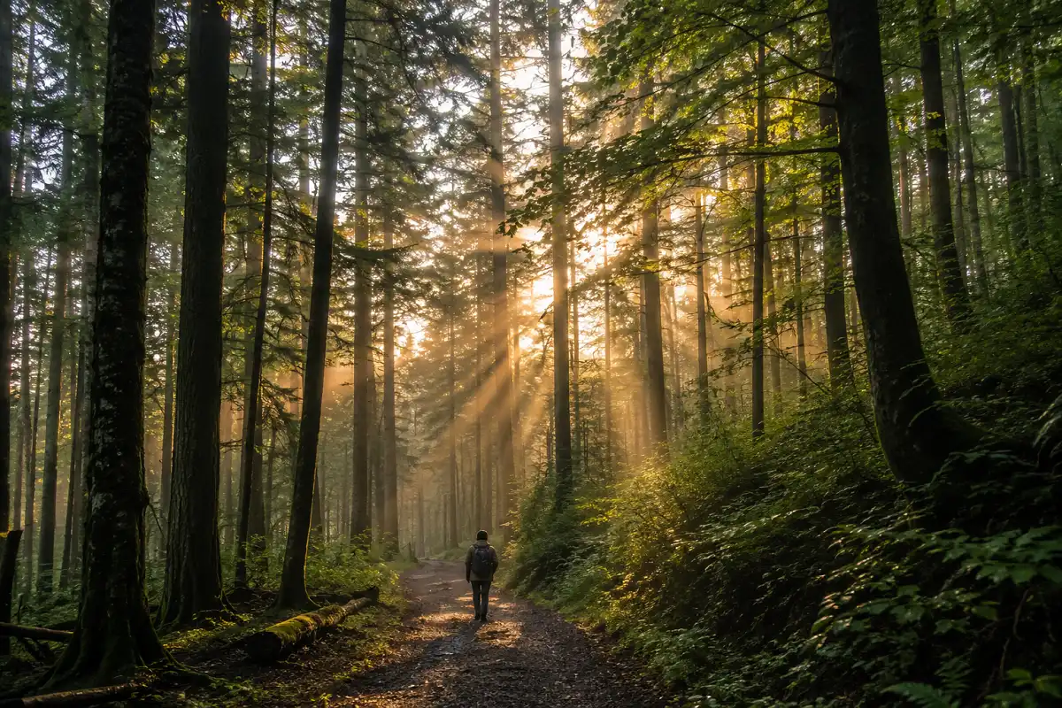 back to nature forest morning walk