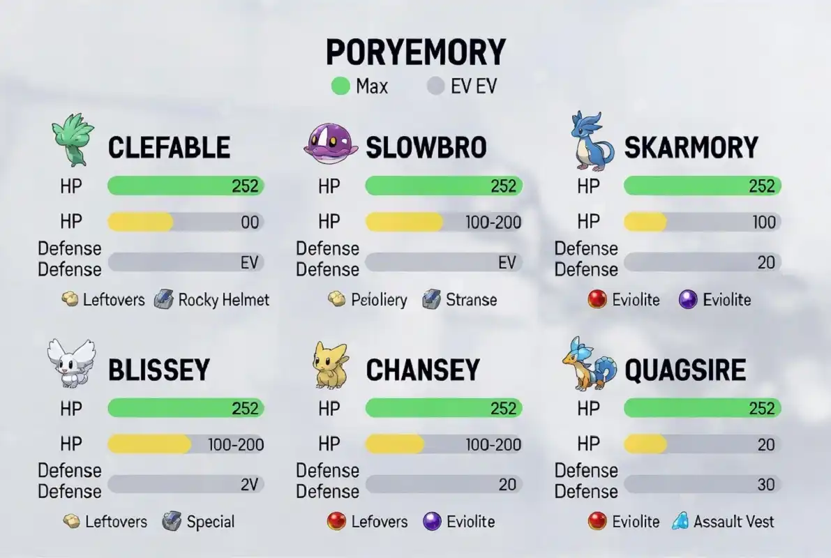 EV training infographic for Bold Nature Pokémon showing HP and Defense investment breakdowns