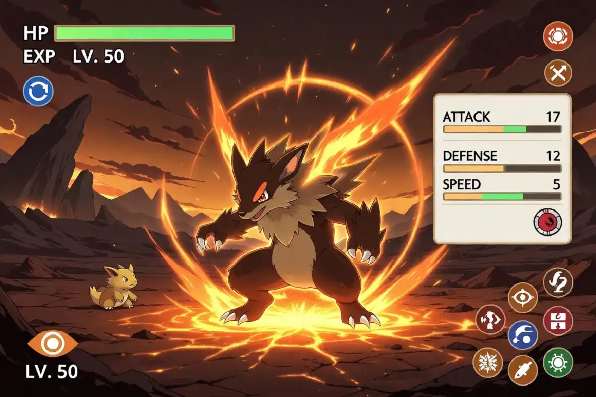 Brave Nature Pokemon showing Attack stat boost chart