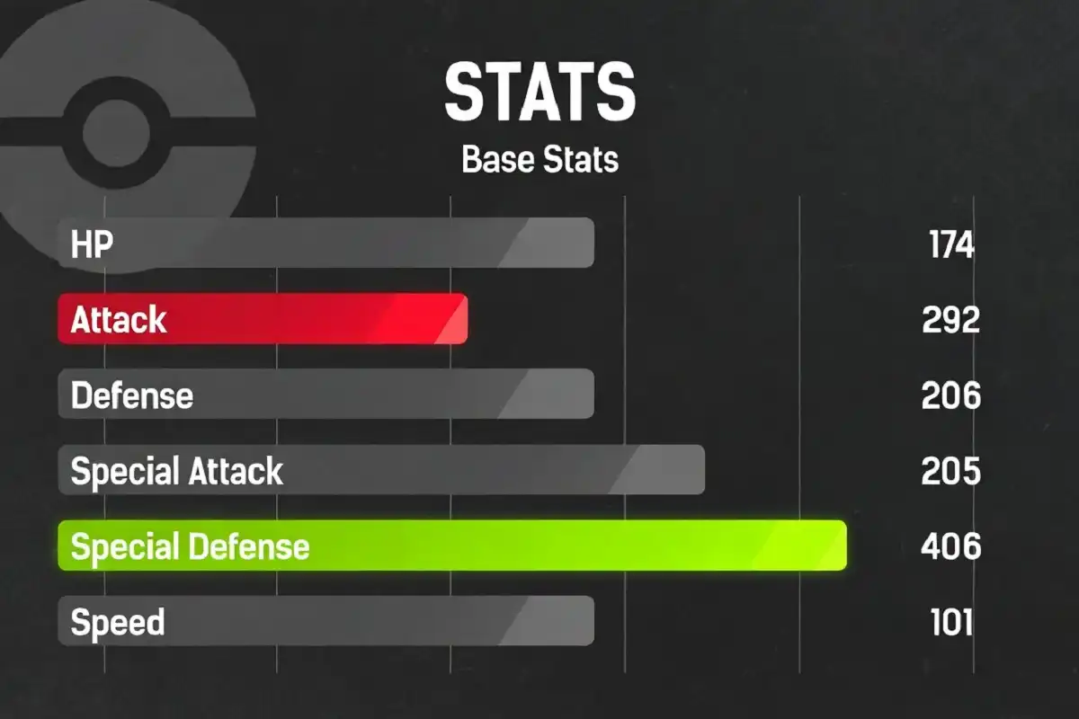 Stat chart showing Special Defense boost and Attack decrease for calm nature Pokémon