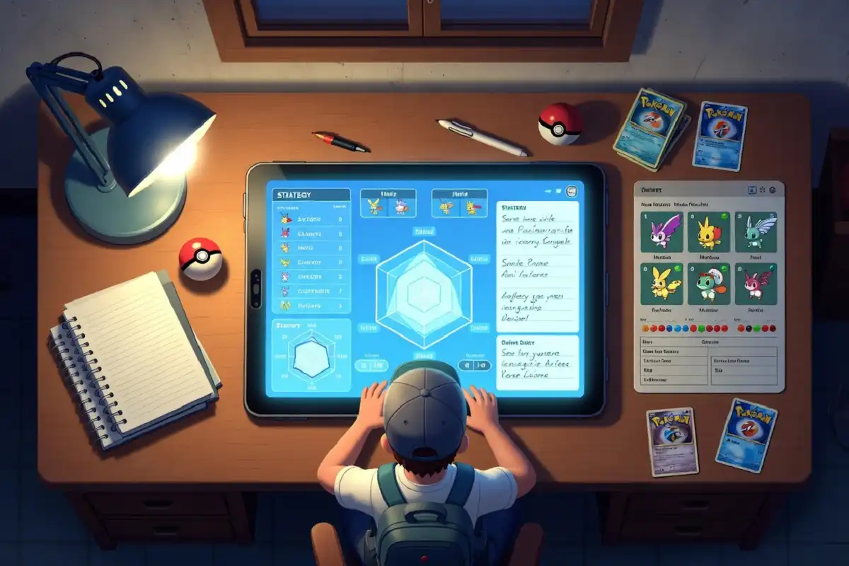 Trainer planning battle strategy with docile nature Pokémon team