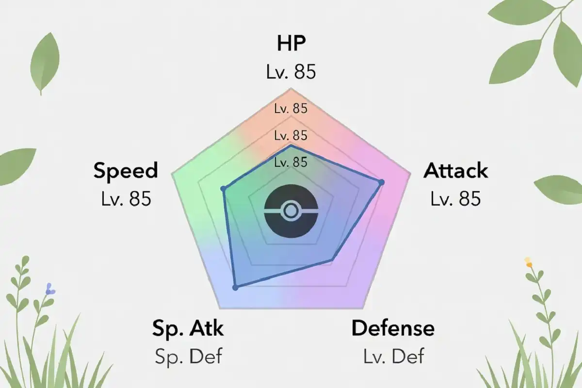 Docile nature Pokémon stat chart showing neutral effect on all six stats