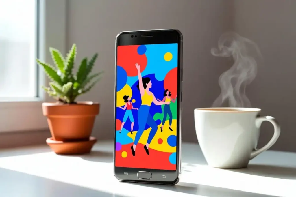 A phone screen showing happy friday gif images free ready to download and share