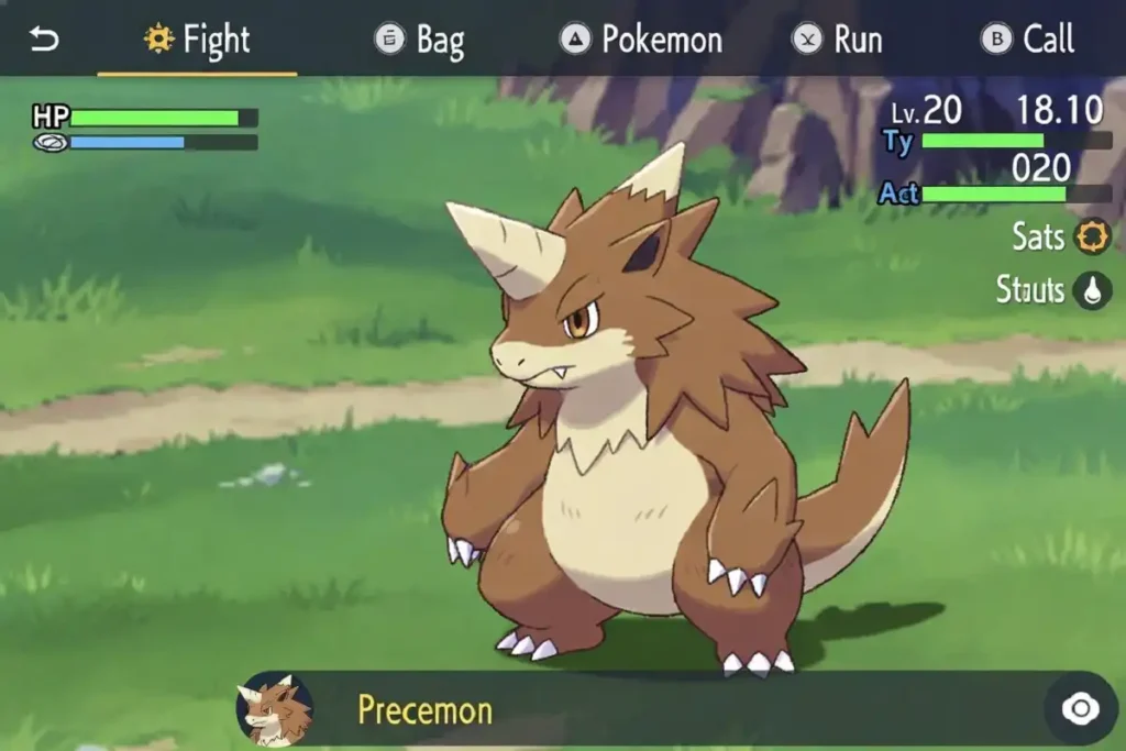 Defensive Pokemon with impish nature in battle showing high HP and defense stats