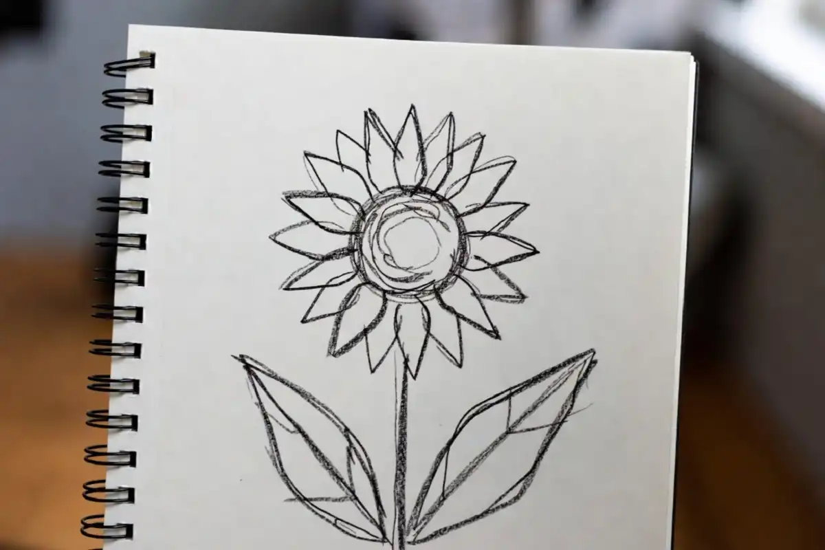 Beginner flower nature drawings with simple line art