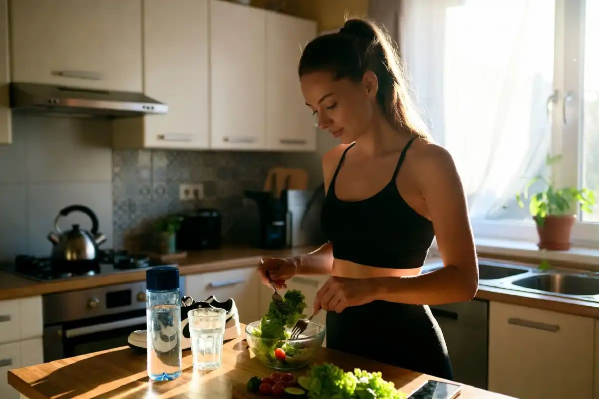 Woman following a Nature Zempic daily routine with healthy meal and walk