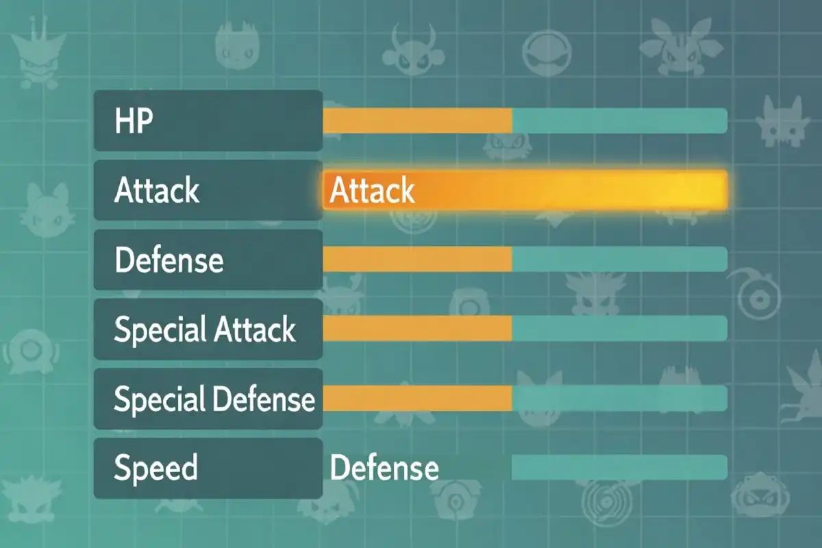 Pokemon stat chart showing Special Defense raised and Speed lowered for sassy nature Pokemon