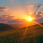 Beautiful sunrise representing on the nature of daylight