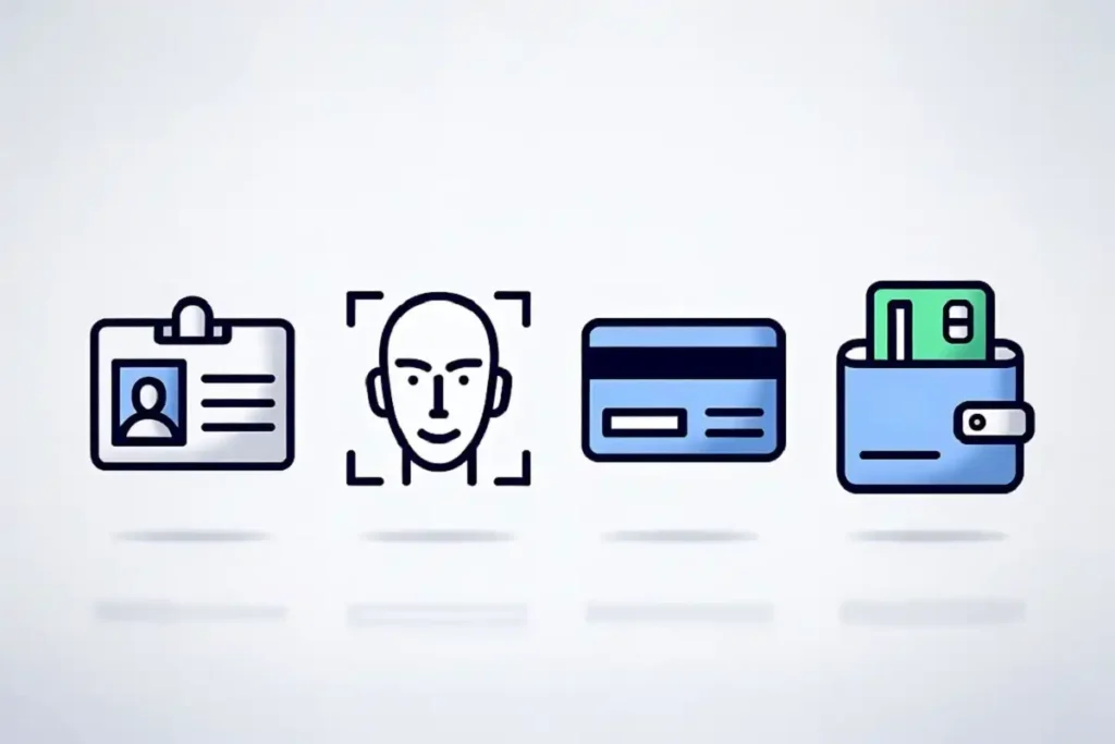 Icons showing age verification methods like photo ID, facial estimation, and credit card checks