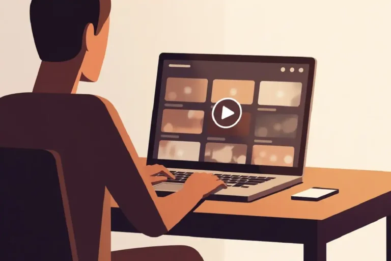 Person at a desk learning how to use RedGIFs on a laptop