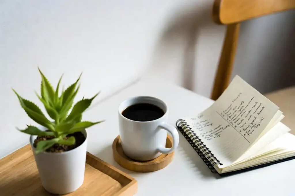 A minimal and calm workspace that supports a motivated and inspired mindset