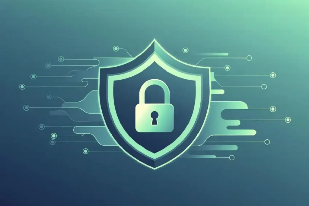 Digital privacy shield representing safe and secure age verification online in Australia