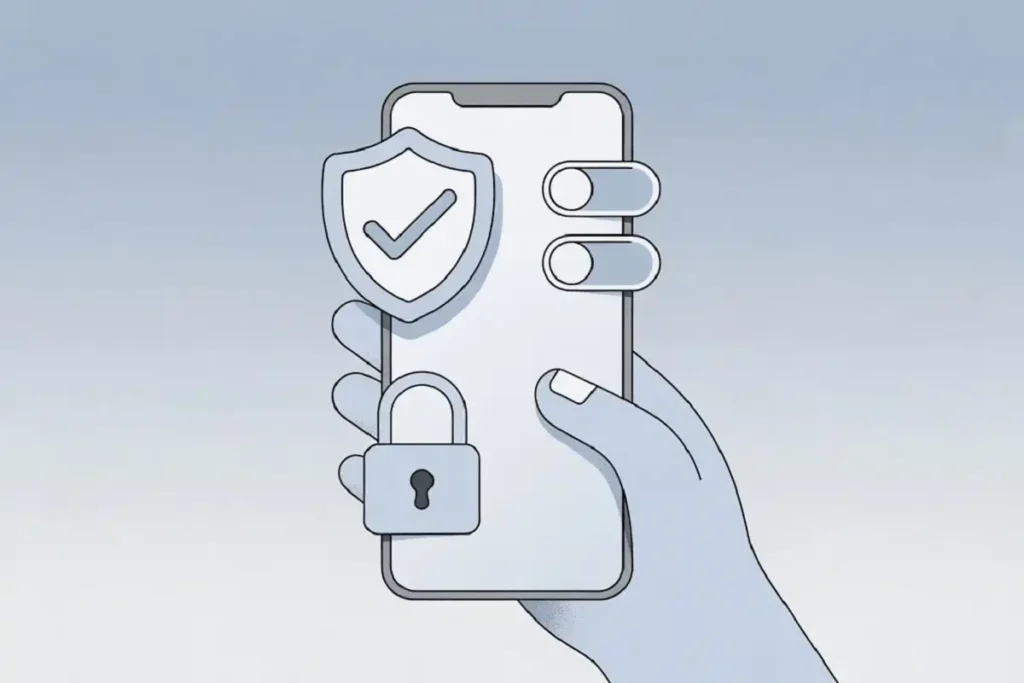 Smartphone screen showing privacy and security setting icons