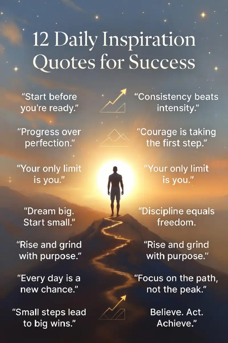 12 daily inspiration quotes for success to motivate positive action and personal growth