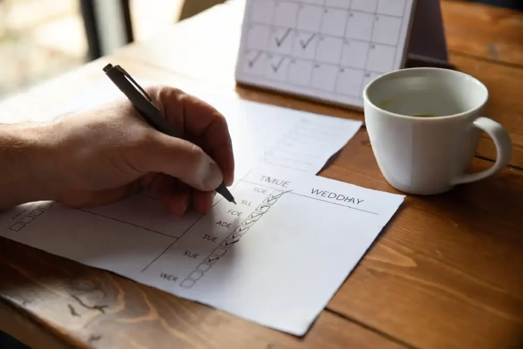 Habit tracker calendar showing consistent daily checkmarks for beginners