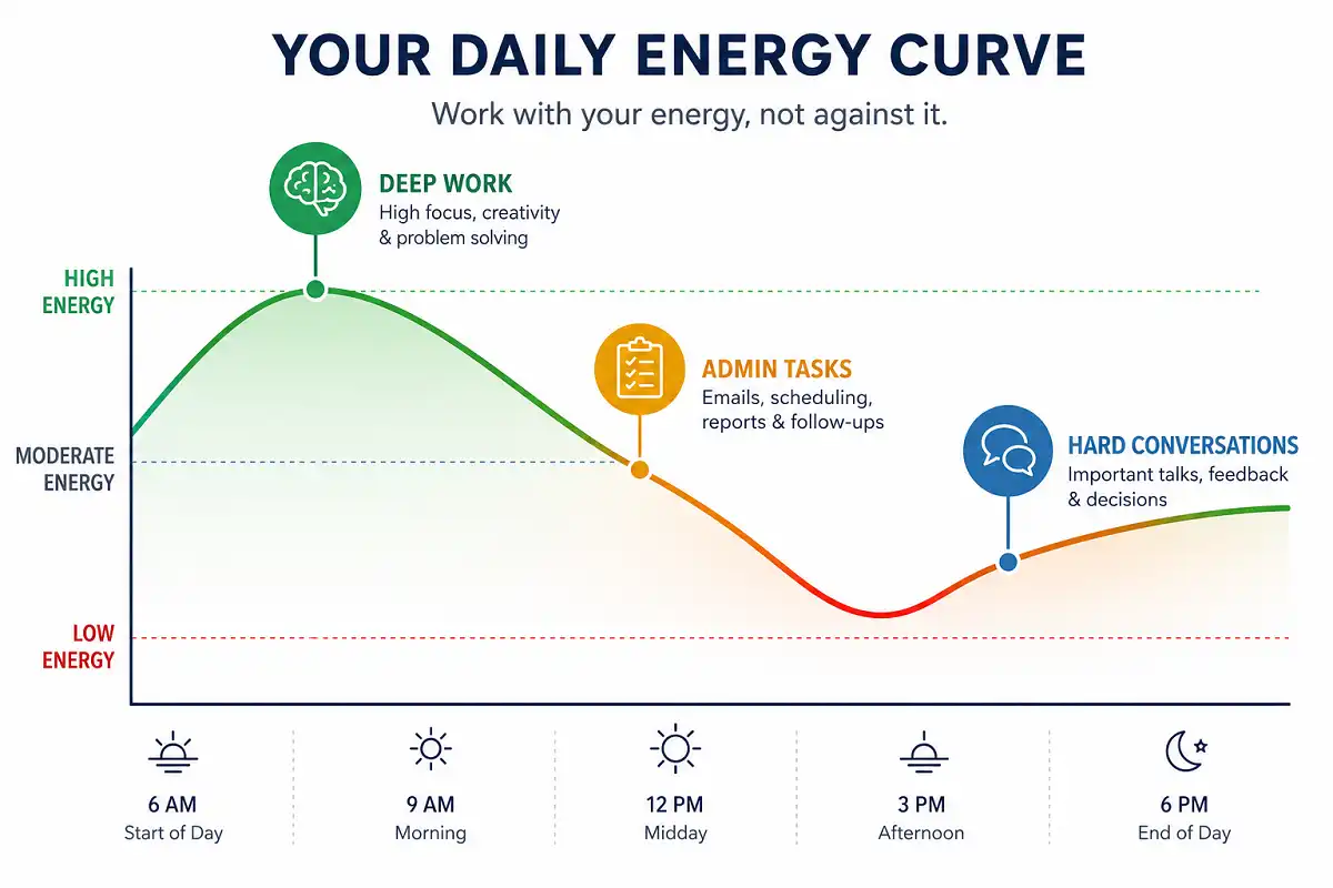Energy management chart illustrating one of the practical mindset lessons for entrepreneurs