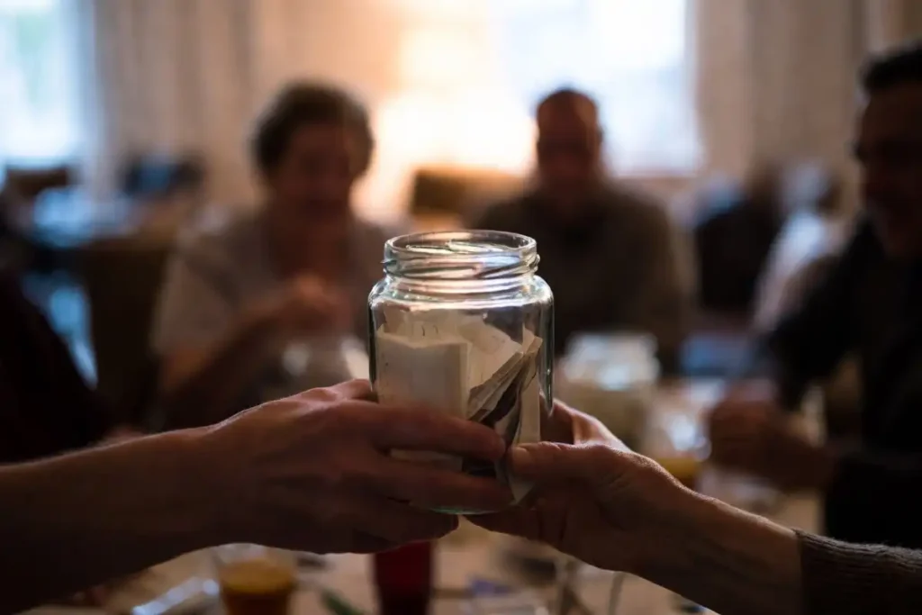 family celebration ideas centered on a shared memory jar tradition.