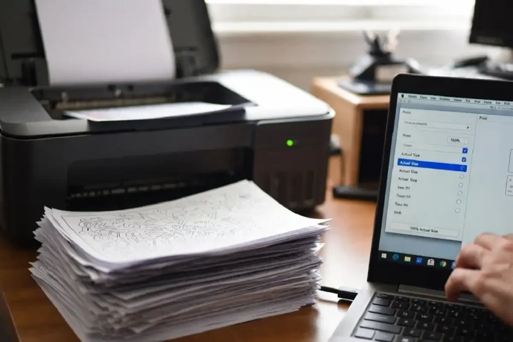 Setting printer to actual size for free printable nature coloring pages
