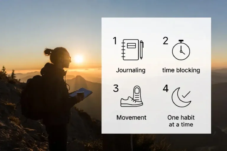 Self improvement tips for beginners shown through five simple daily habits