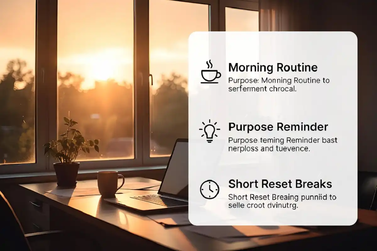 Infographic showing three daily habits for finding daily inspiration for work each morning
