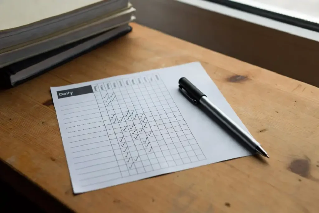 Weekly habit tracker used to sustain long-term productivity motivation