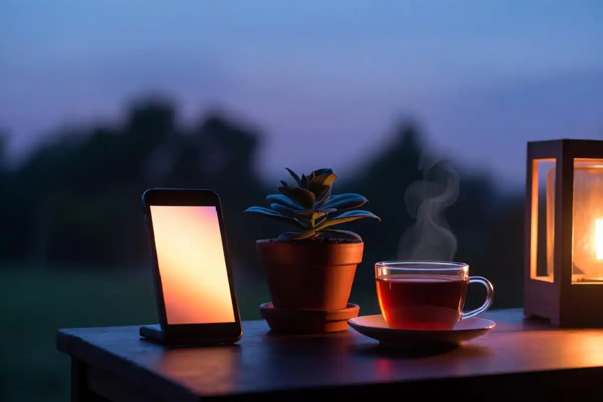 cozy nightstand setup for sending good night messages before bed