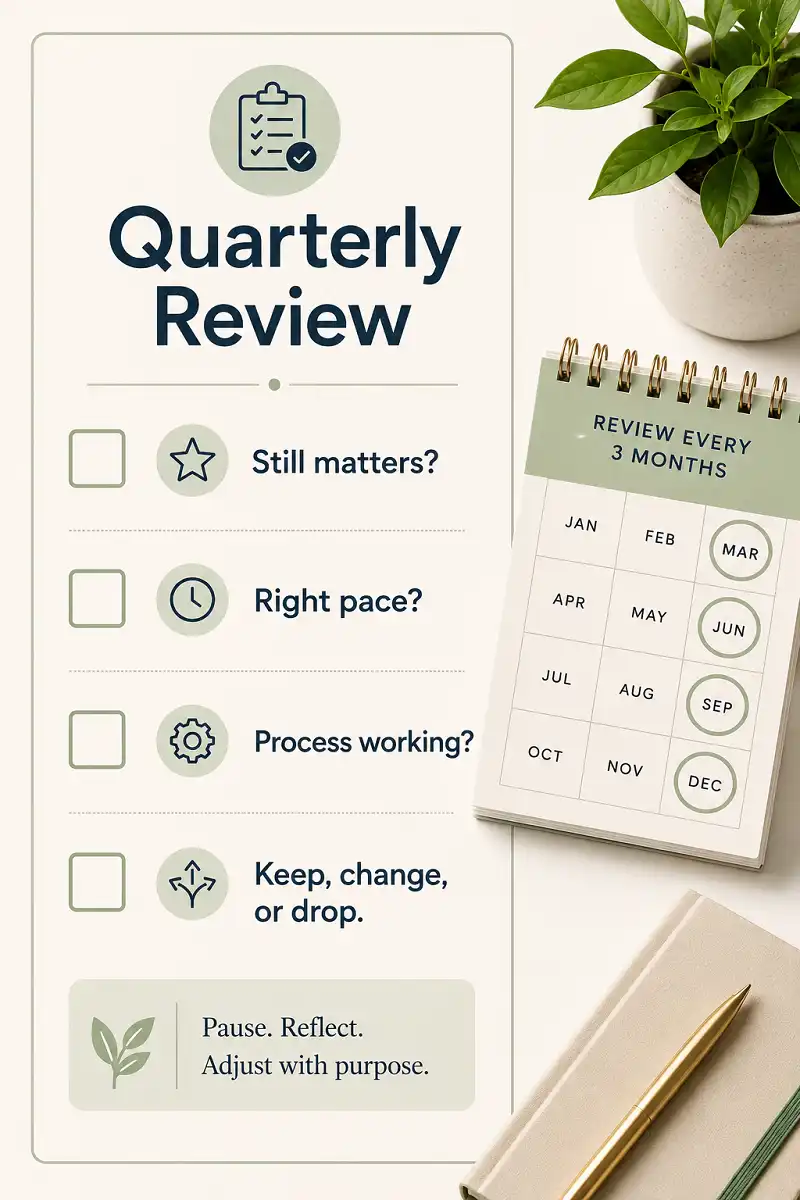 Quarterly review checklist for adjusting goal setting strategies for 2026