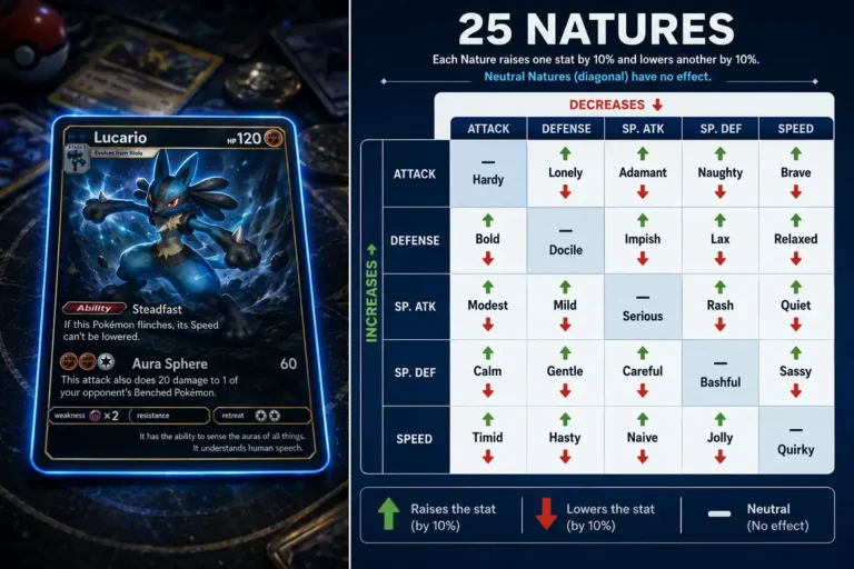 Infographic answering the nature pokemon guide complete list with all 25 natures and their stat effects