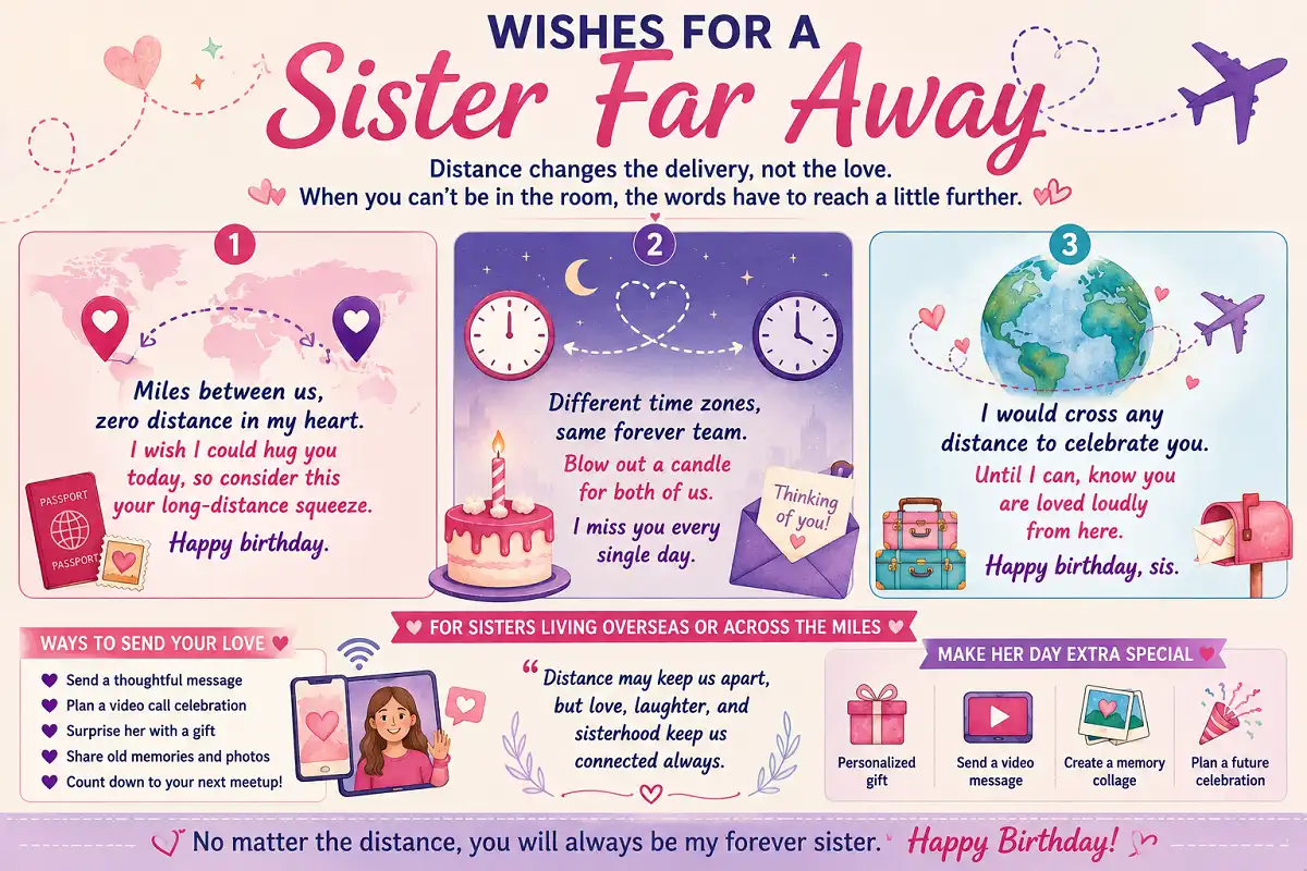 Heartfelt birthday wishes for a sister living far away