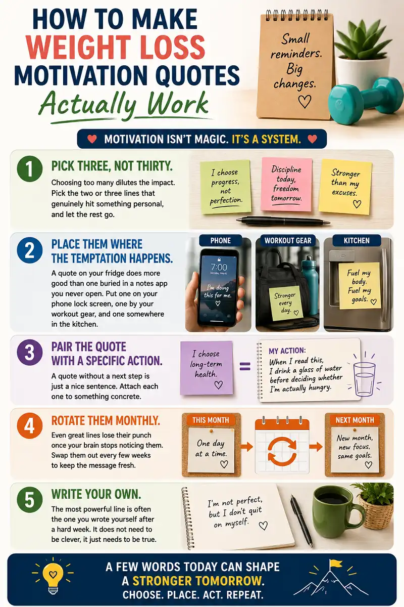 Five practical ways to make weight loss motivation quotes more effective.