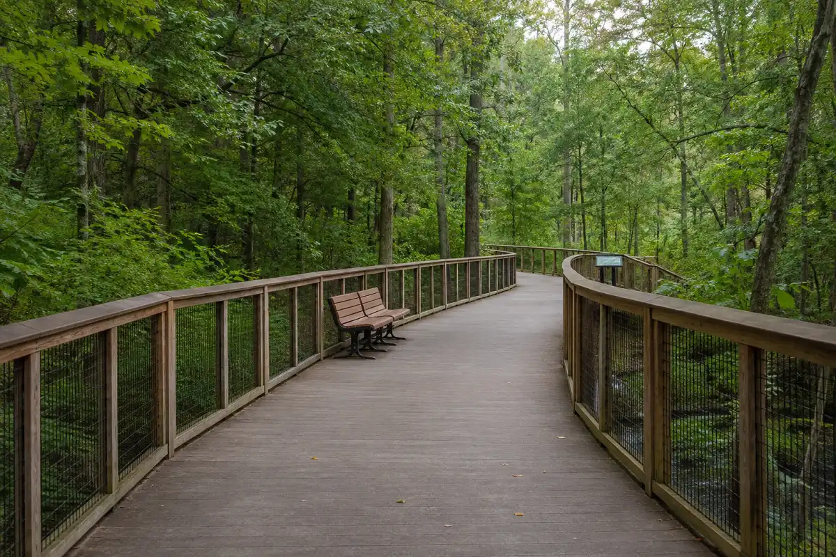 paved accessible boardwalk trail at a nature center